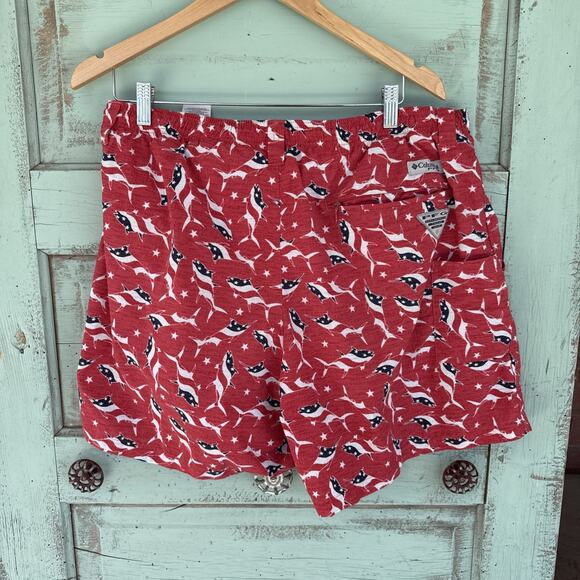 Columbia PFG Swim Trunks Men's M Sailfish Print 0072 35” W 6” Insm Summer 4th - Picture 4 of 8